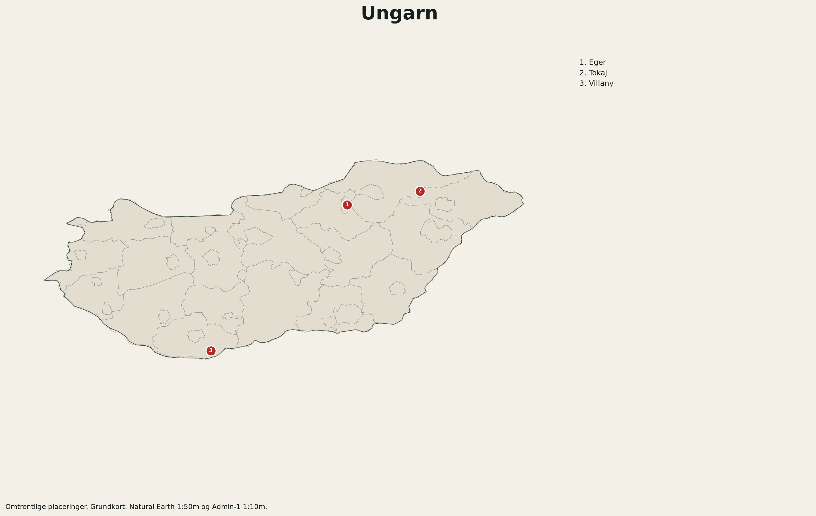 Kort over Ungarn
