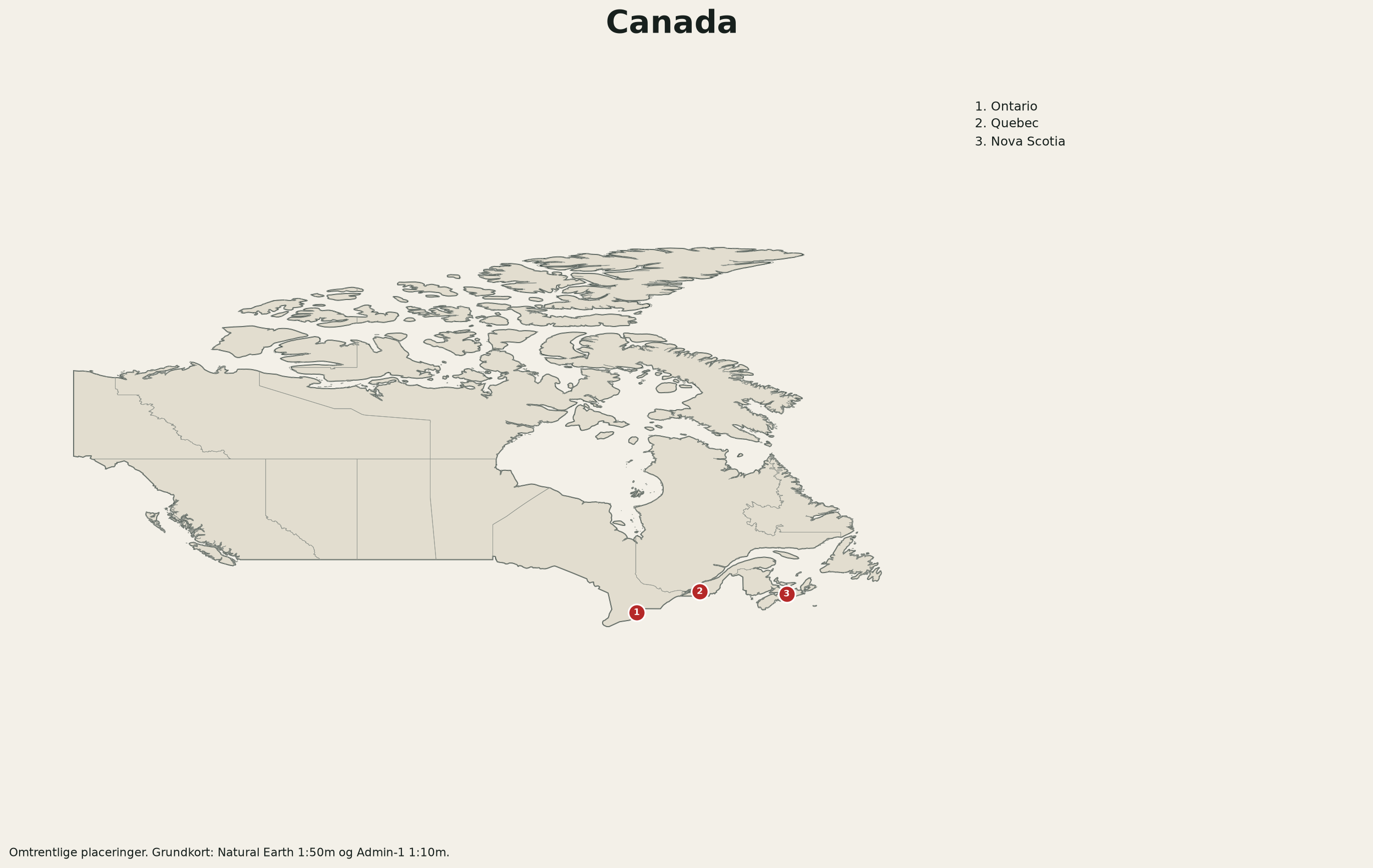Kort over Canada