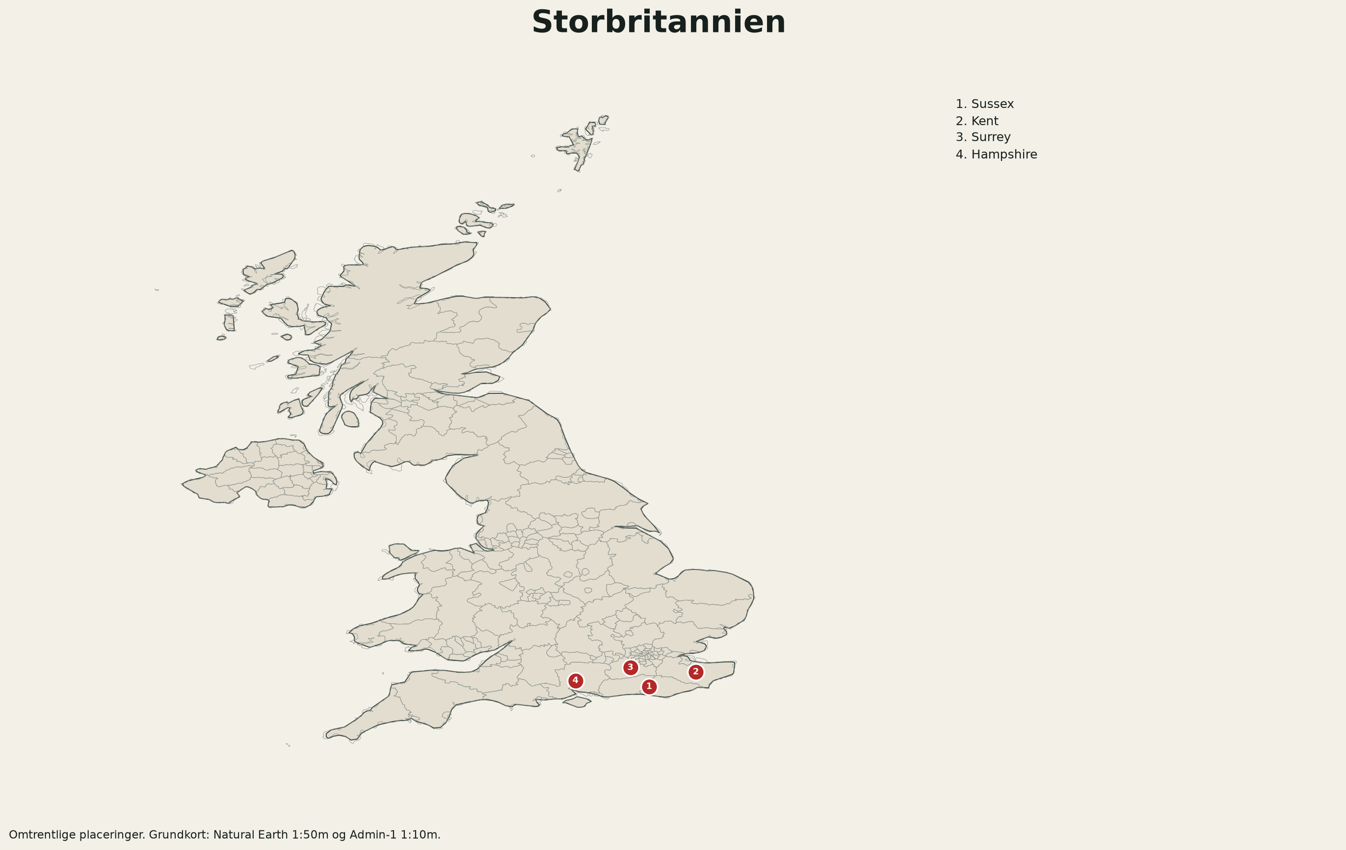 Kort over Storbritannien