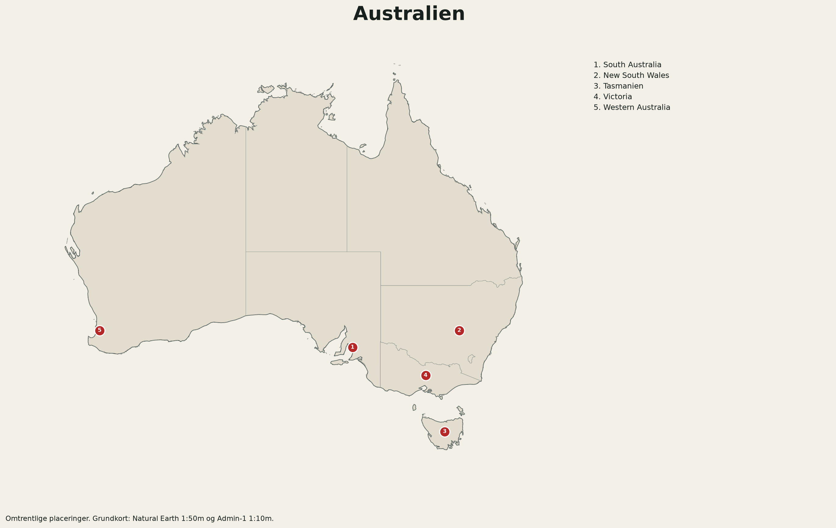 Kort over Australien