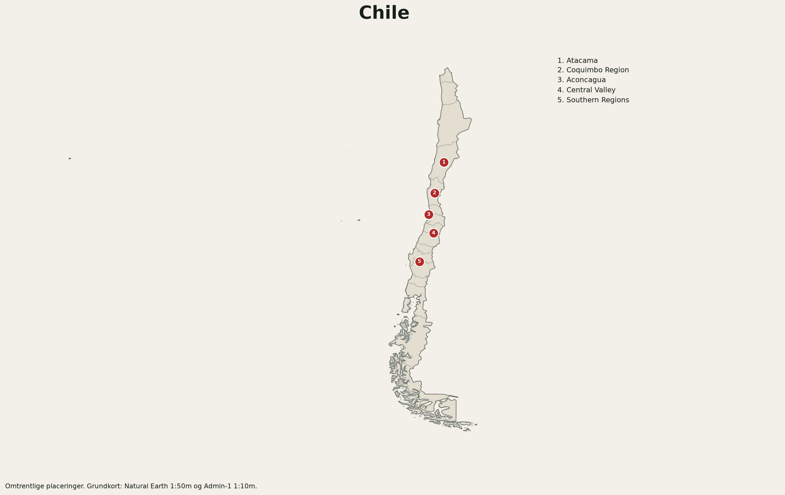 Kort over Chile