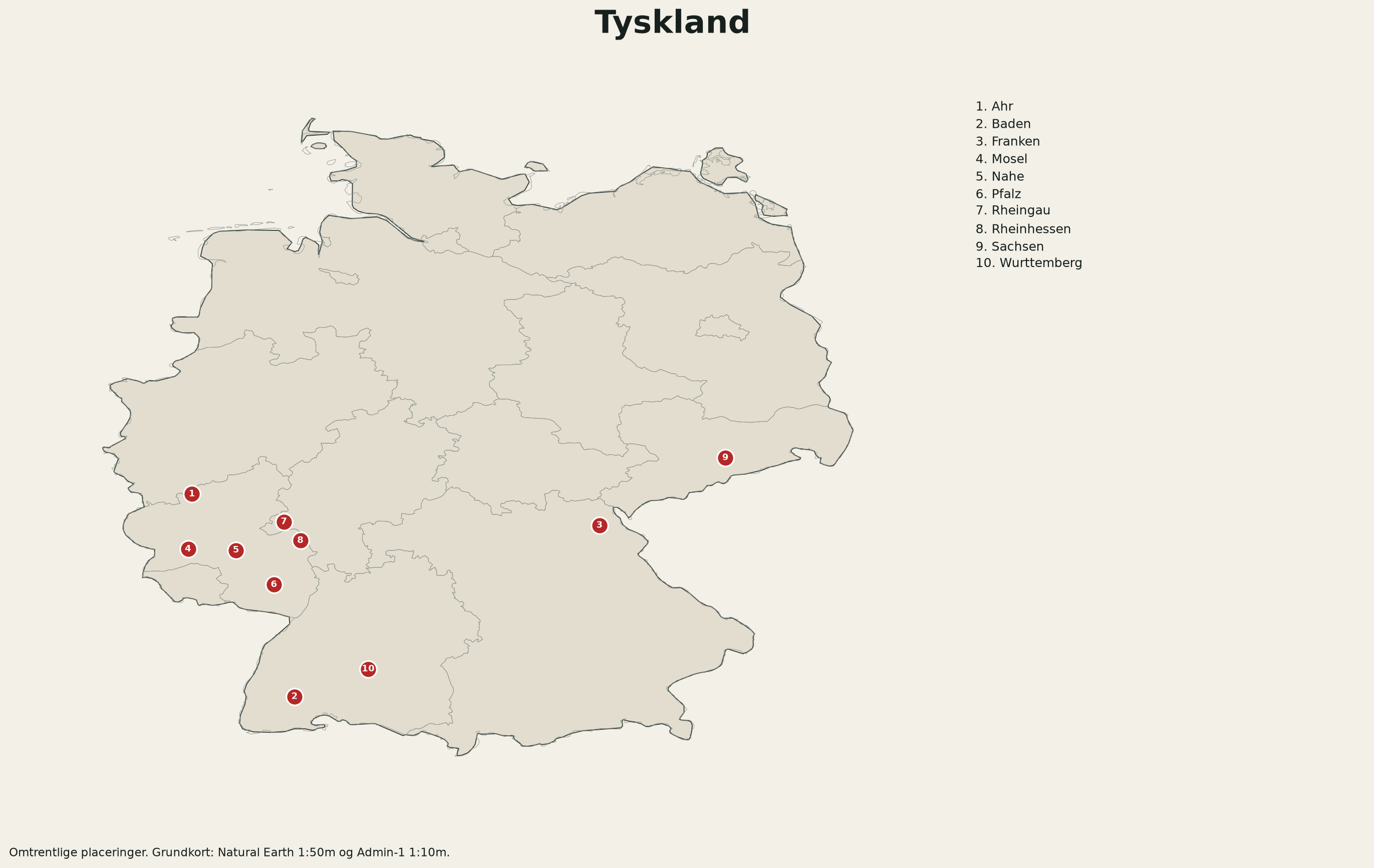 Kort over Tyskland